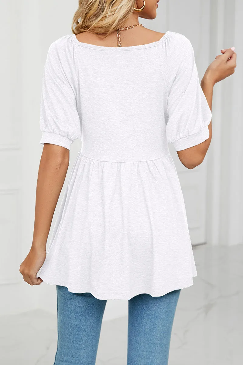 Casual Solid Solid Color V Neck T-Shirts(7 Colors)