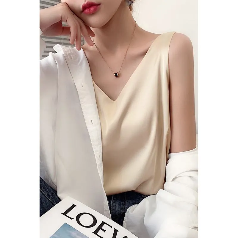 Chiffon Sleeveless French Style Worn Outside Tank Top