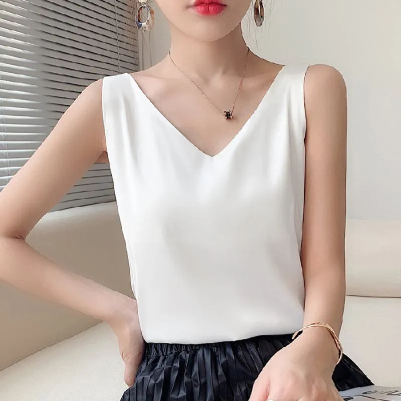 Chiffon Sleeveless French Style Worn Outside Tank Top