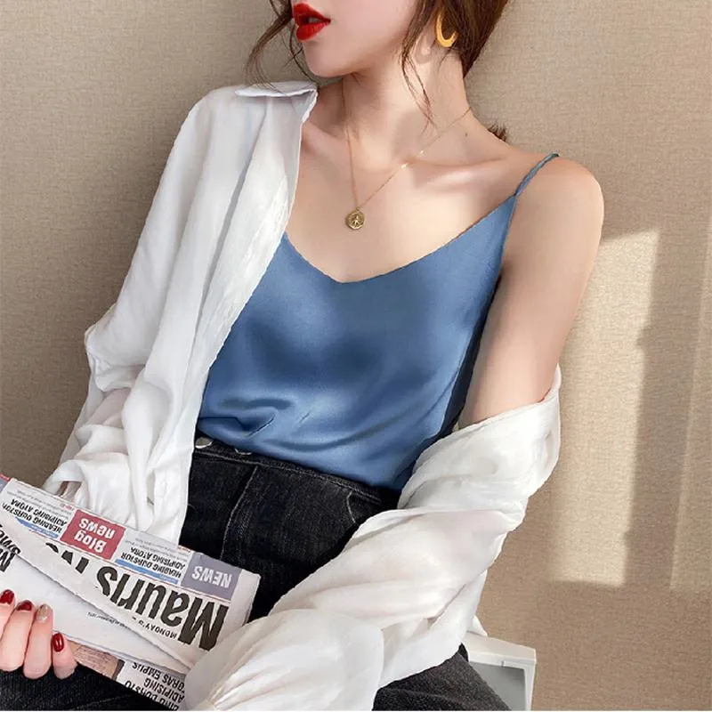 Chiffon Sleeveless French Style Worn Outside Tank Top