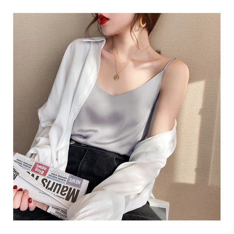 Chiffon Sleeveless French Style Worn Outside Tank Top