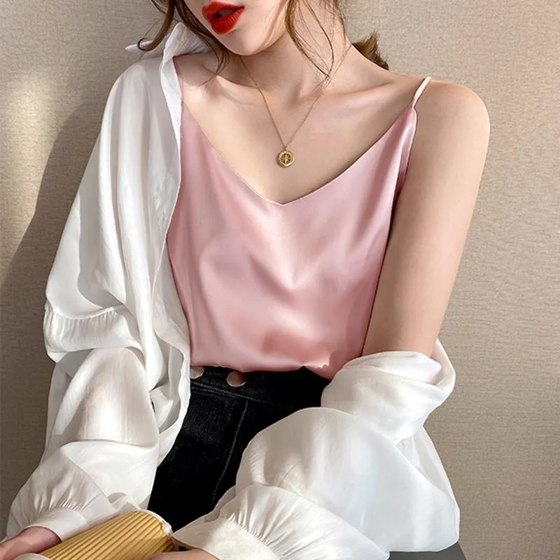 Chiffon Sleeveless French Style Worn Outside Tank Top