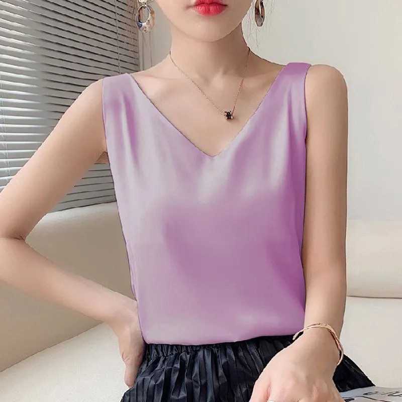 Chiffon Sleeveless French Style Worn Outside Tank Top