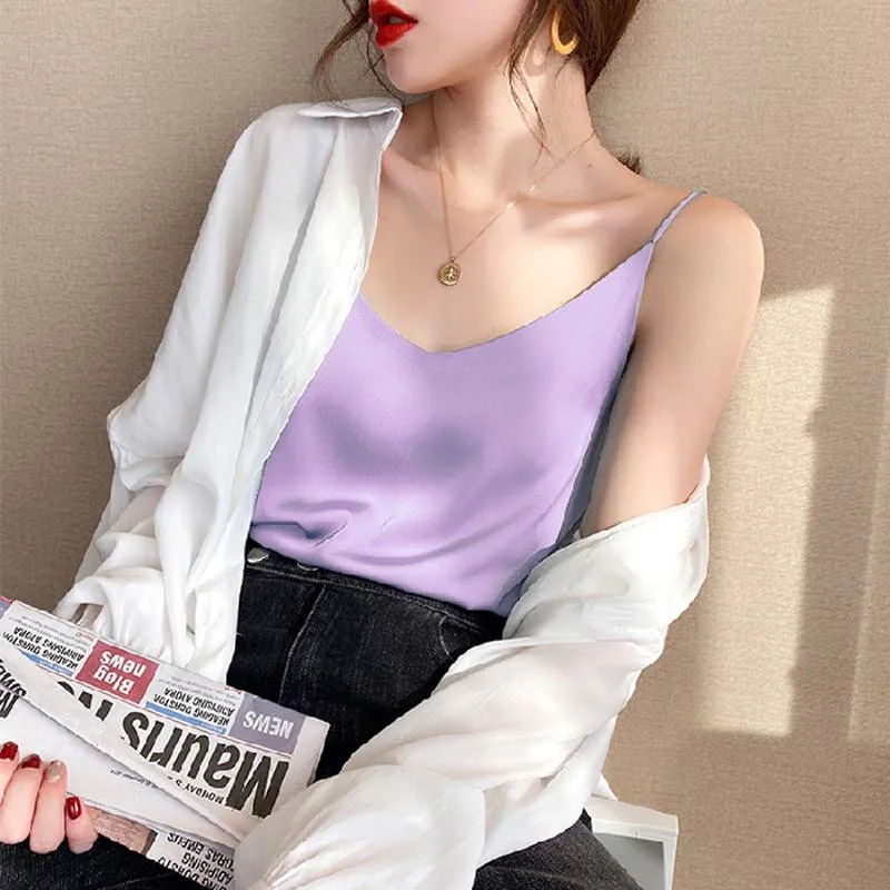 Chiffon Sleeveless French Style Worn Outside Tank Top