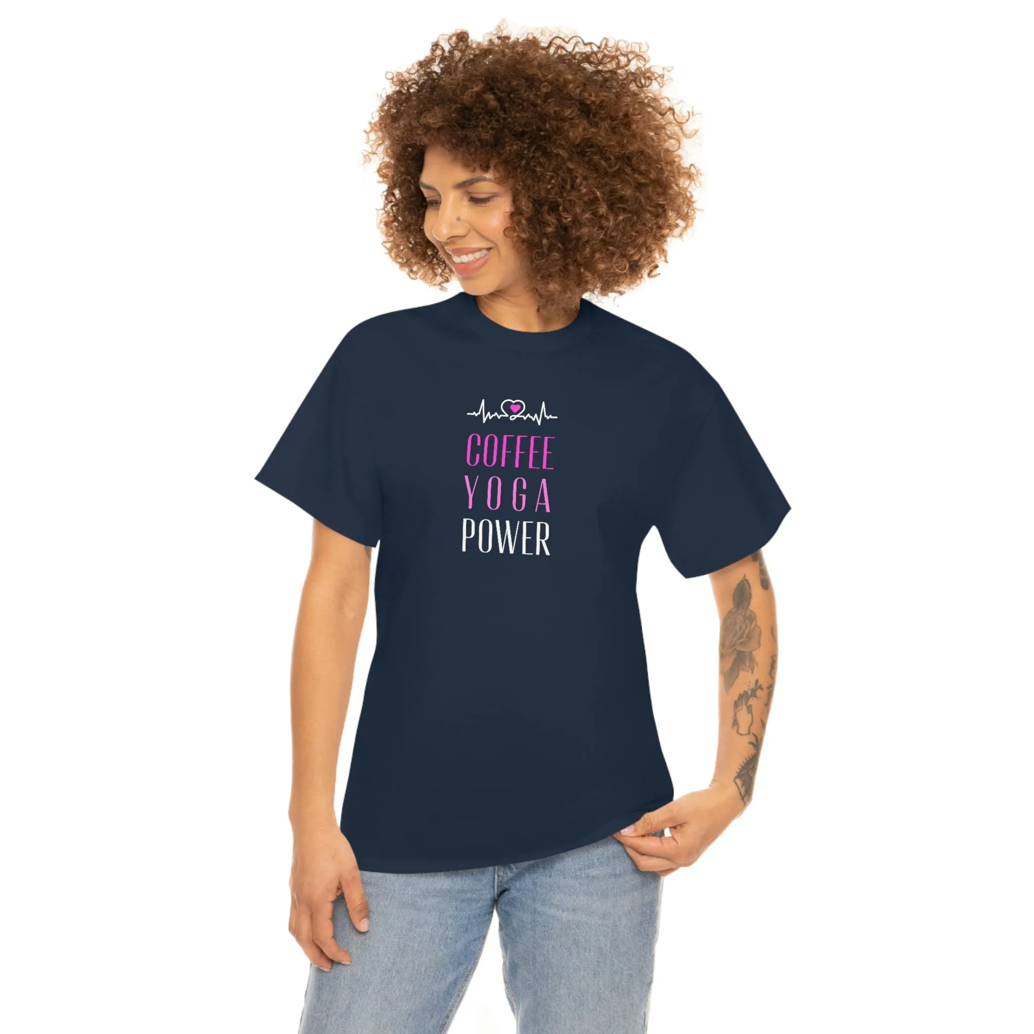 Coffee Yoga Power Heavy Cotton Tee
