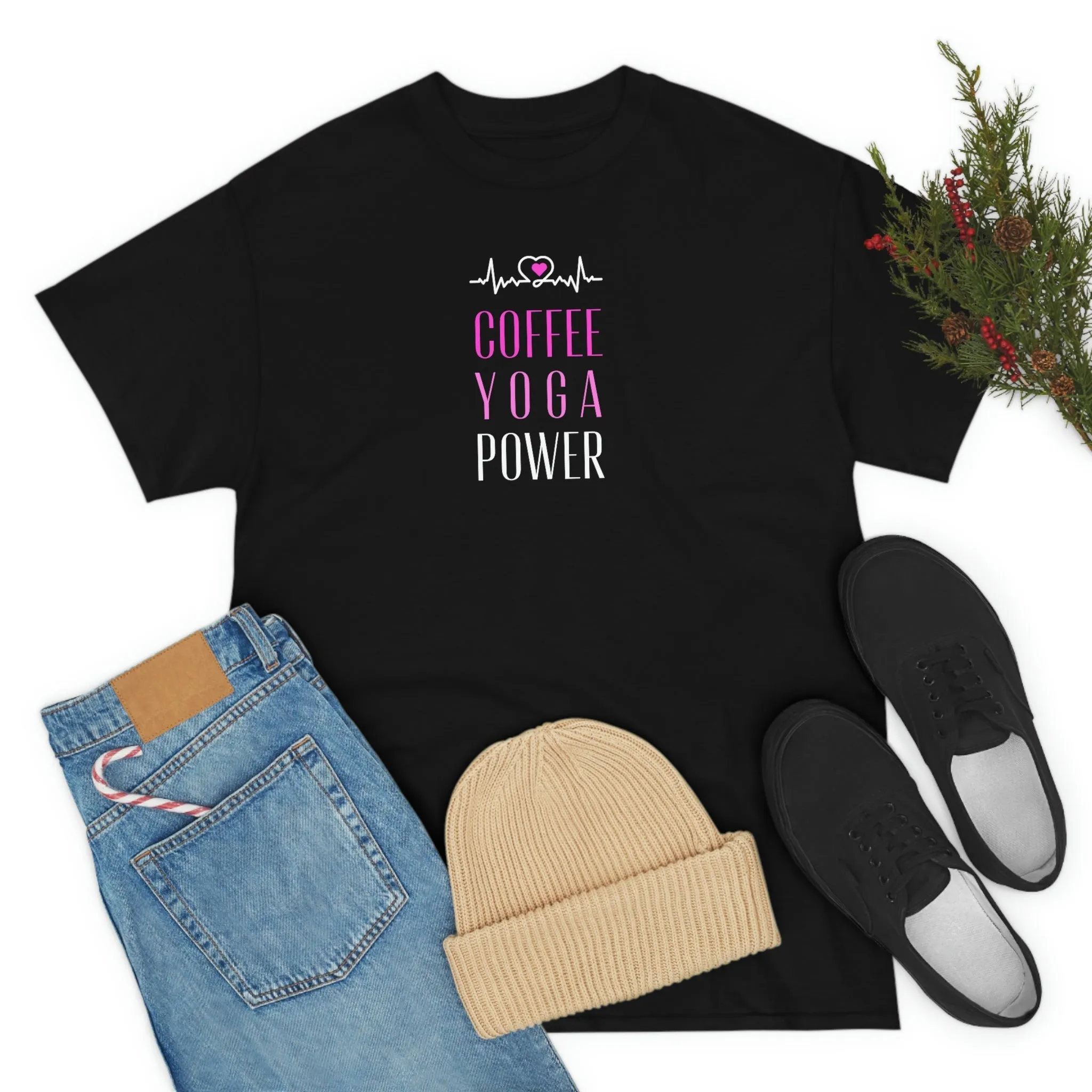Coffee Yoga Power Heavy Cotton Tee