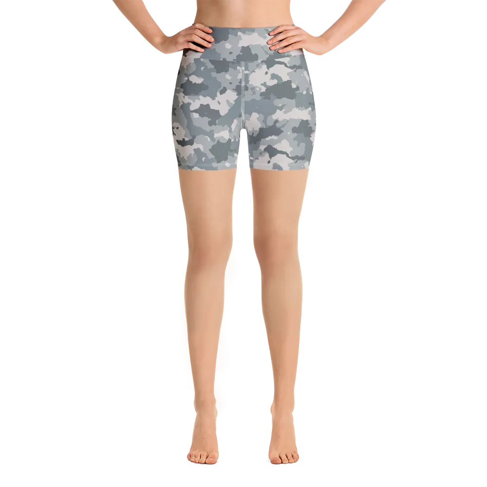Grey Camo Yoga Shorts