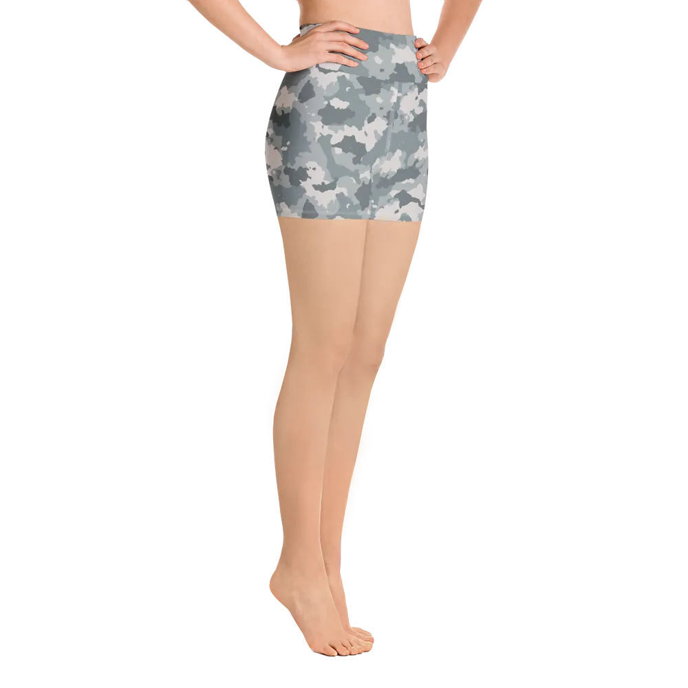 Grey Camo Yoga Shorts