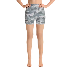 Grey Camo Yoga Shorts