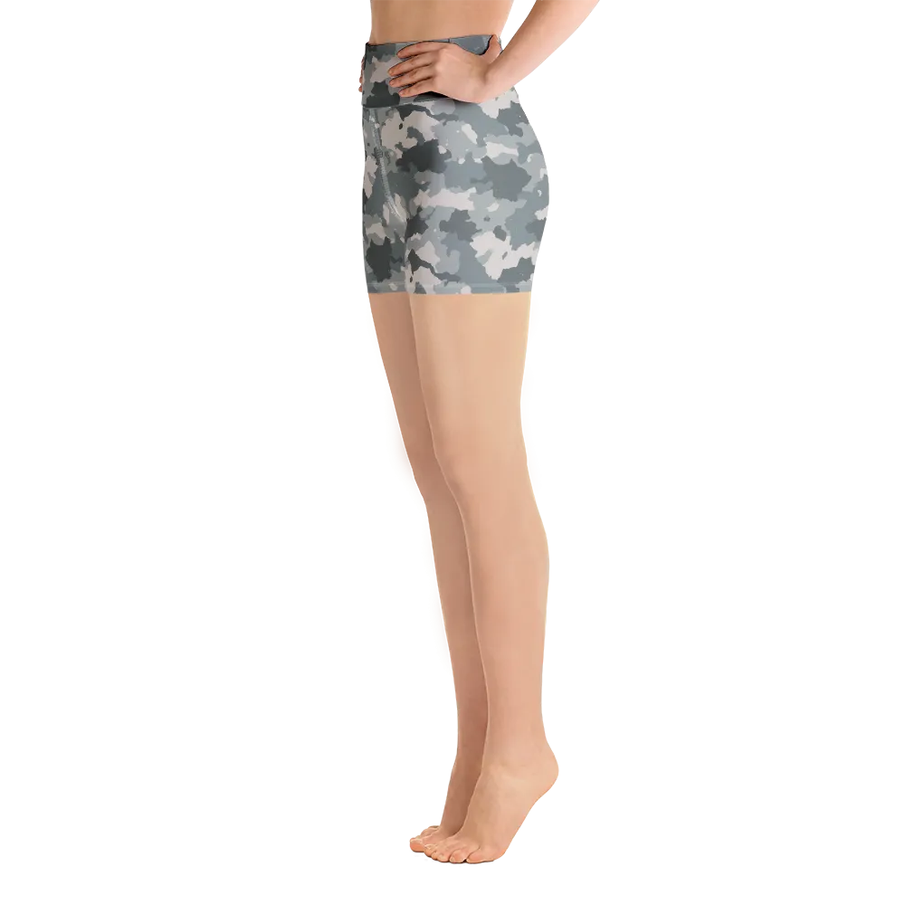 Grey Camo Yoga Shorts