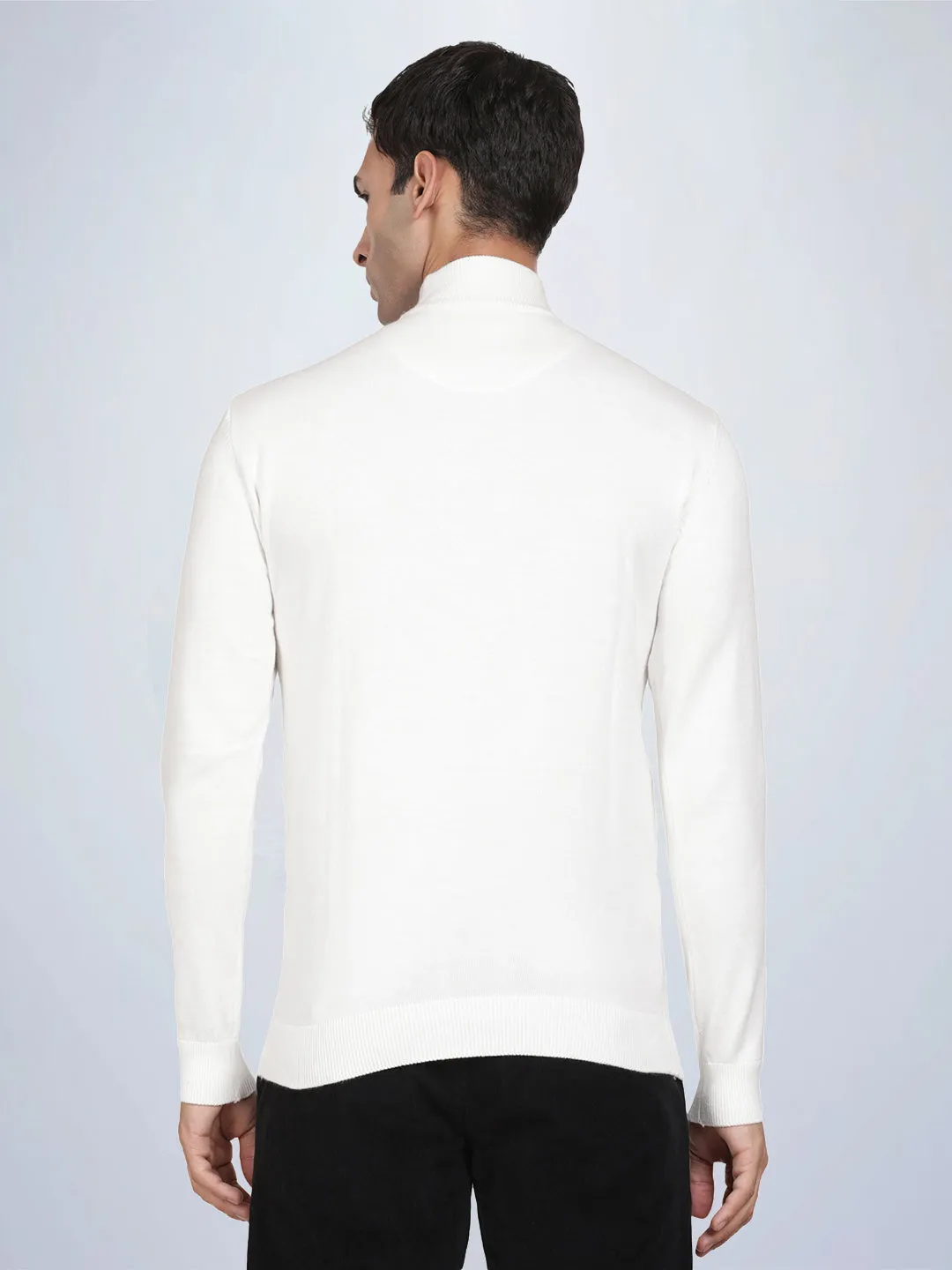 High Neck Broken White Full Sleeve Pullover