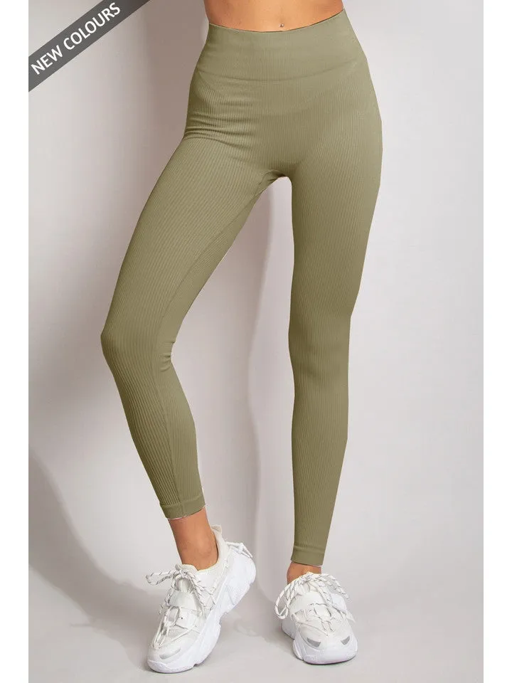 High Waist Sculpt Fit  Ribbed Leggings