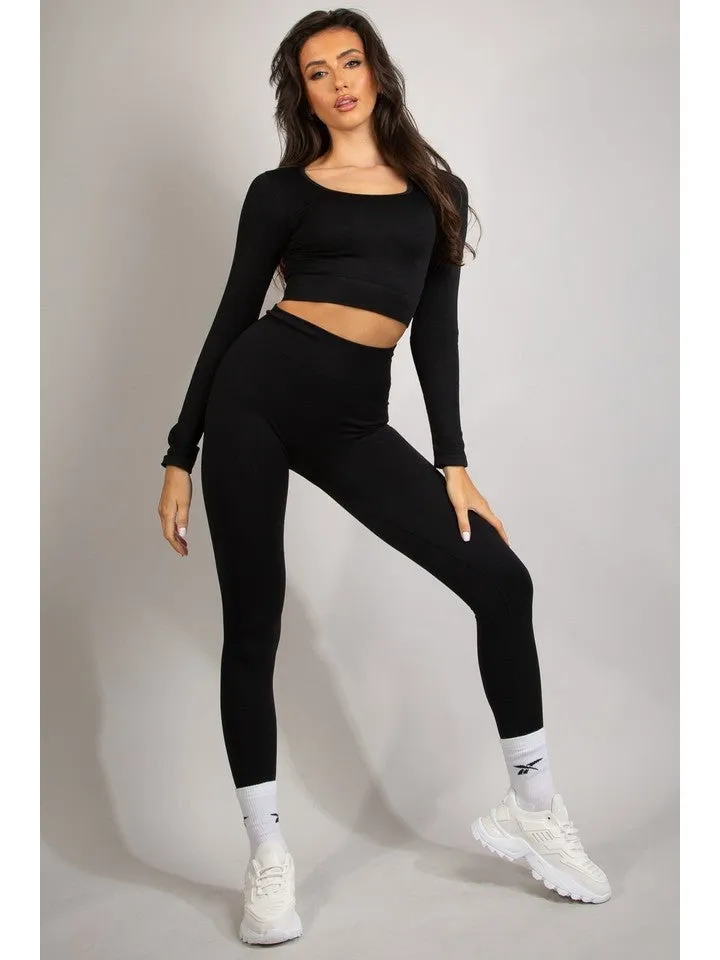 High Waist Sculpt Fit  Ribbed Leggings