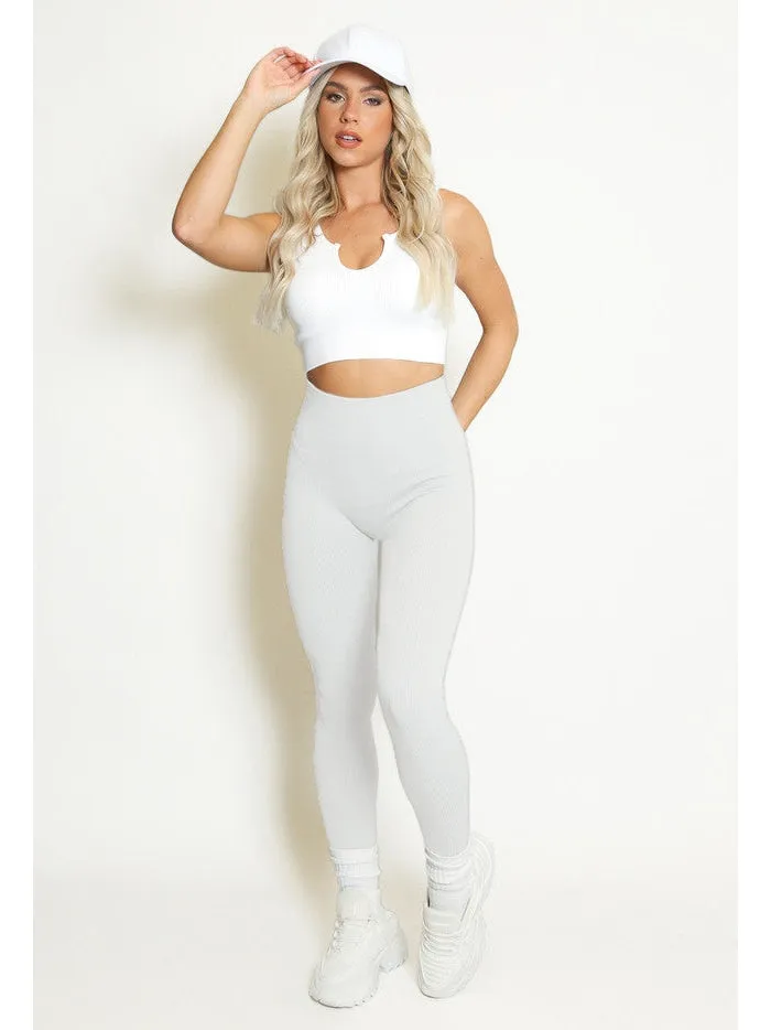 High Waist Sculpt Fit  Ribbed Leggings