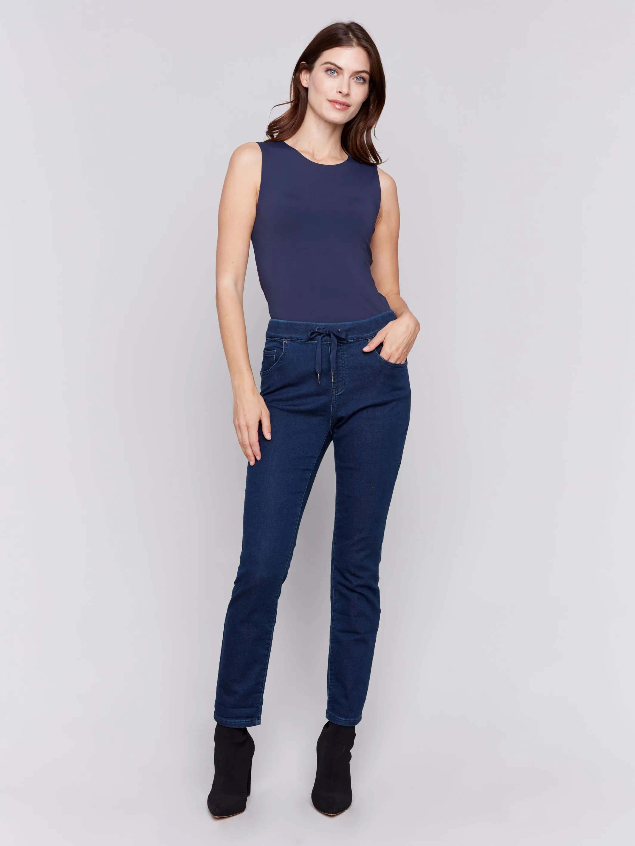 Knit Denim Jogger Pants