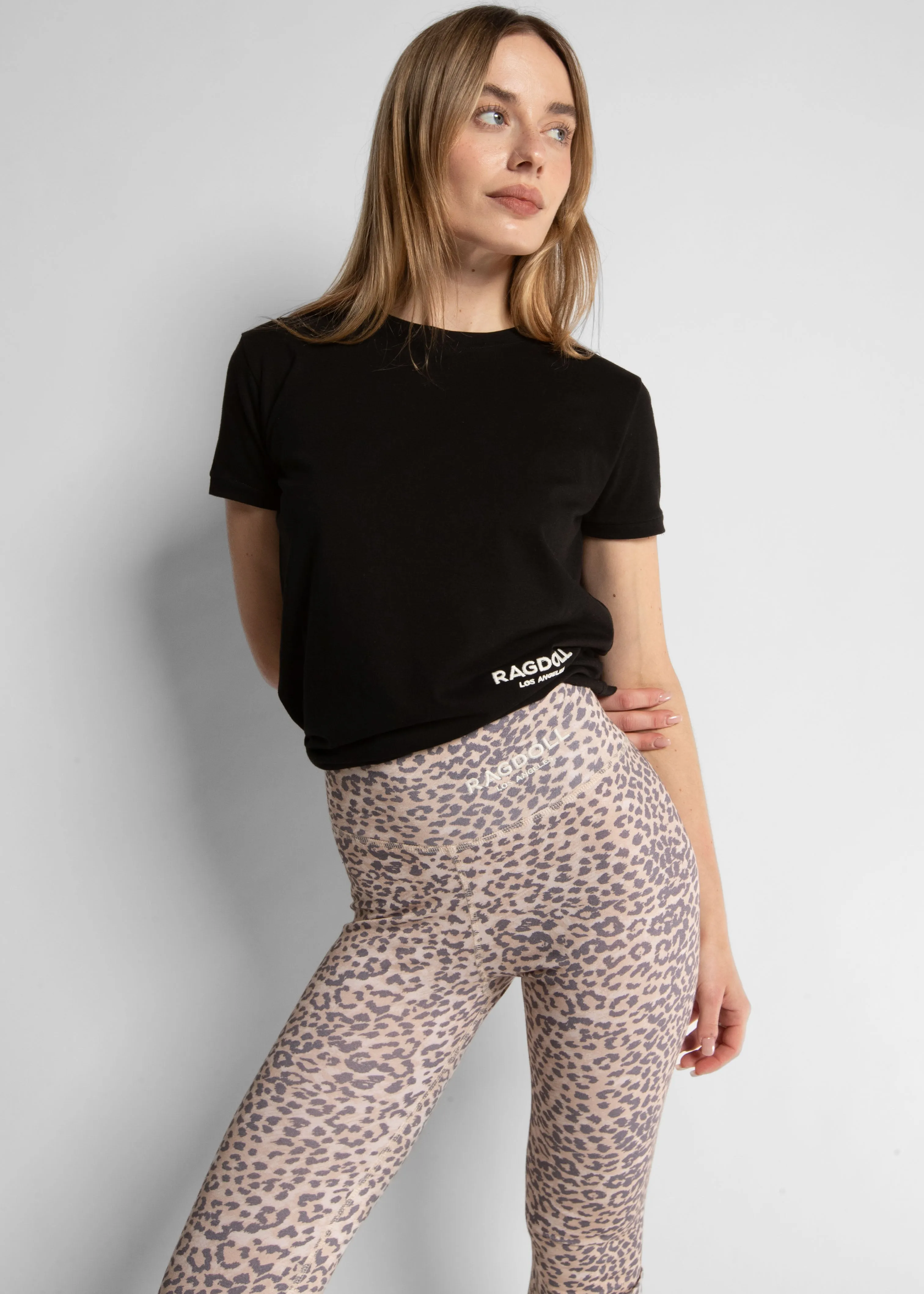 LONG FLARE LEGGINGS - LEOPARD BEIGE