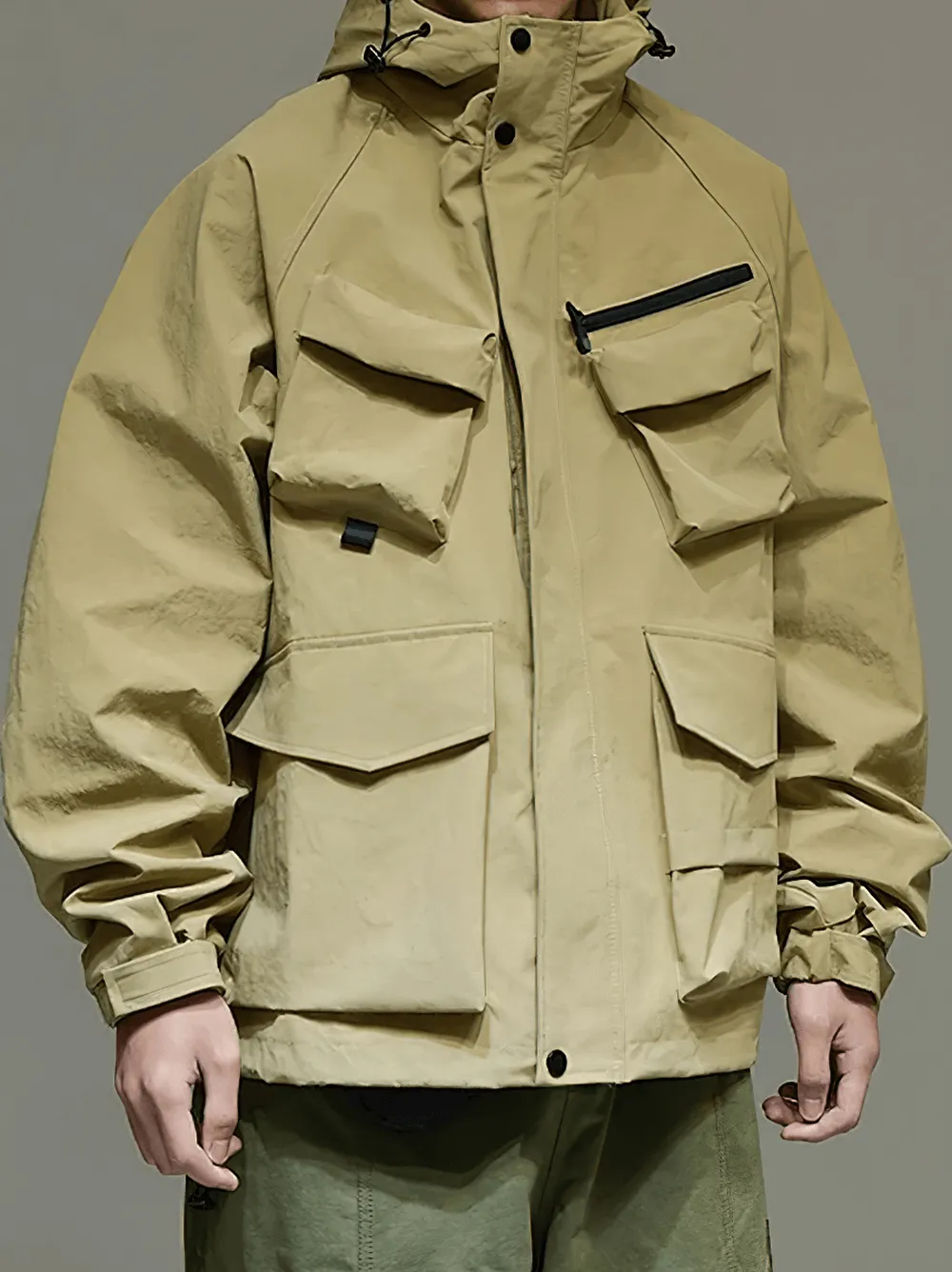 Men's Hooded Jacket with Multi-Pocket Design - SF2263