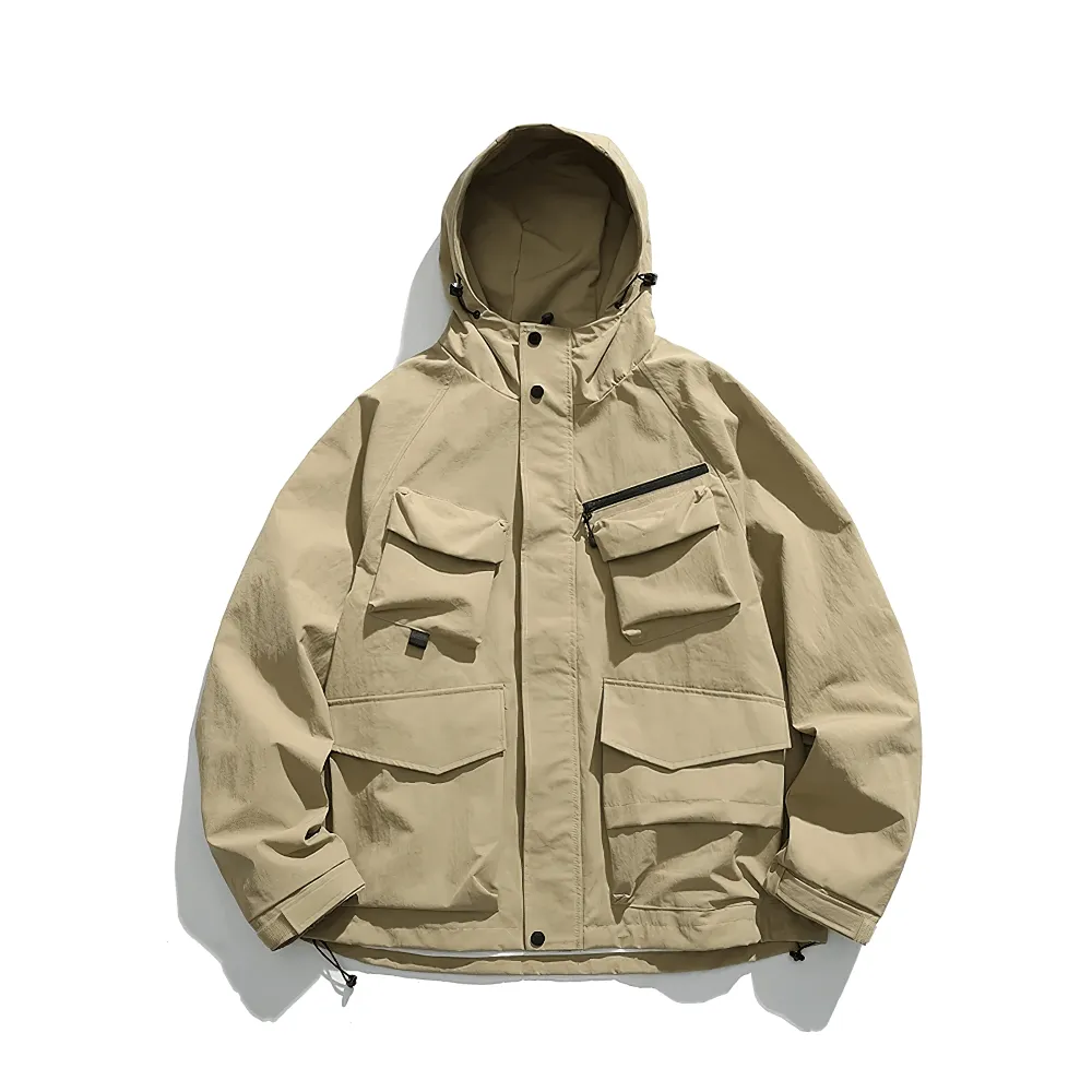 Men's Hooded Jacket with Multi-Pocket Design - SF2263