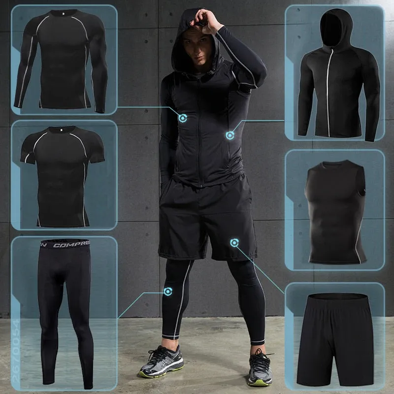 Men's Tight Running Sport Clothing Fitness Athletic Physical Training Sportswear Suits Workout Jogging Sweatshirt Tracksuit