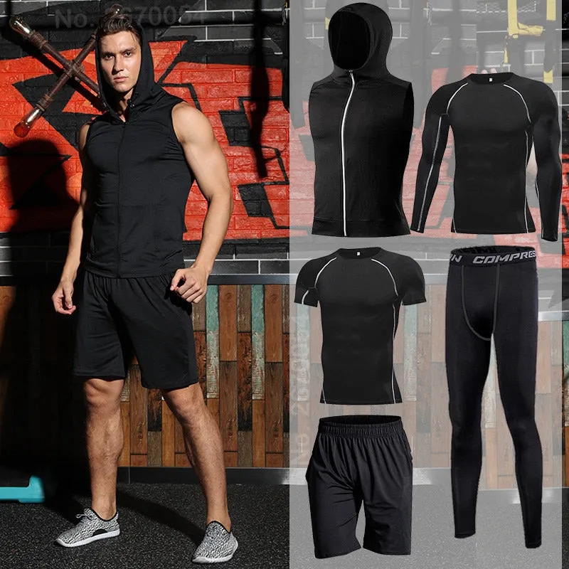 Men's Tight Running Sport Clothing Fitness Athletic Physical Training Sportswear Suits Workout Jogging Sweatshirt Tracksuit