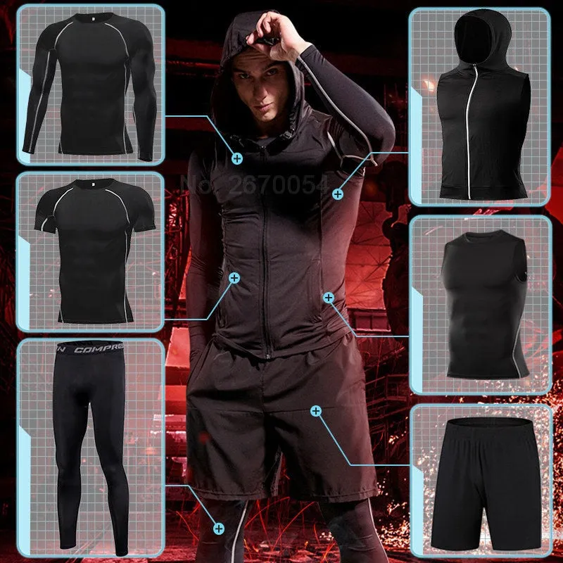 Men's Tight Running Sport Clothing Fitness Athletic Physical Training Sportswear Suits Workout Jogging Sweatshirt Tracksuit