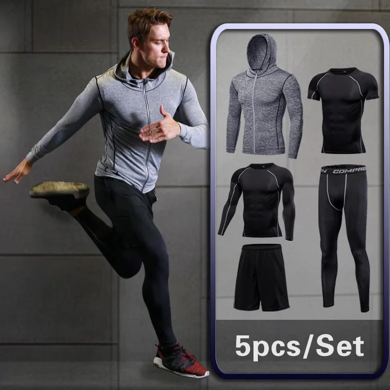 Men's Tight Running Sport Clothing Fitness Athletic Physical Training Sportswear Suits Workout Jogging Sweatshirt Tracksuit