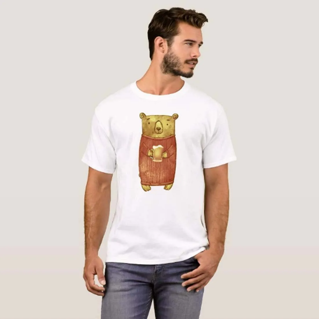 Nutcase Designer Round Neck Men's T-Shirt Wrinkle-Free Poly Cotton Tees - Beer Panda