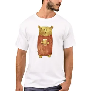 Nutcase Designer Round Neck Men's T-Shirt Wrinkle-Free Poly Cotton Tees - Beer Panda