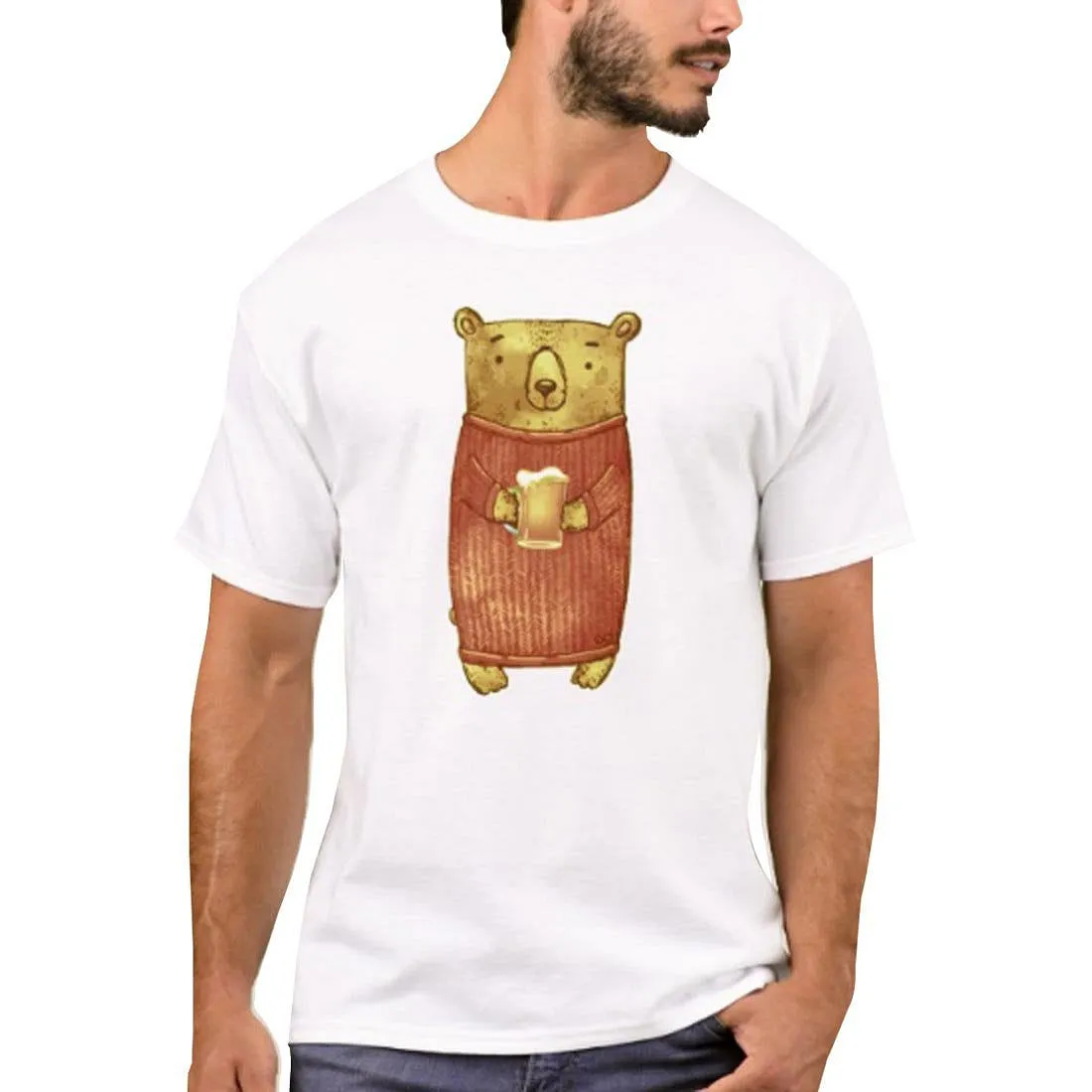 Nutcase Designer Round Neck Men's T-Shirt Wrinkle-Free Poly Cotton Tees - Beer Panda