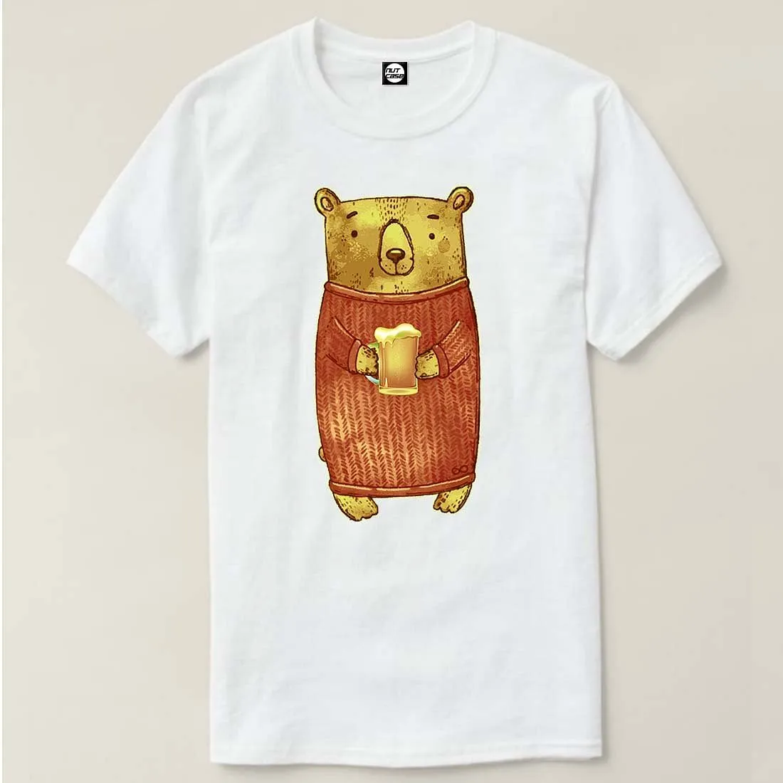 Nutcase Designer Round Neck Men's T-Shirt Wrinkle-Free Poly Cotton Tees - Beer Panda