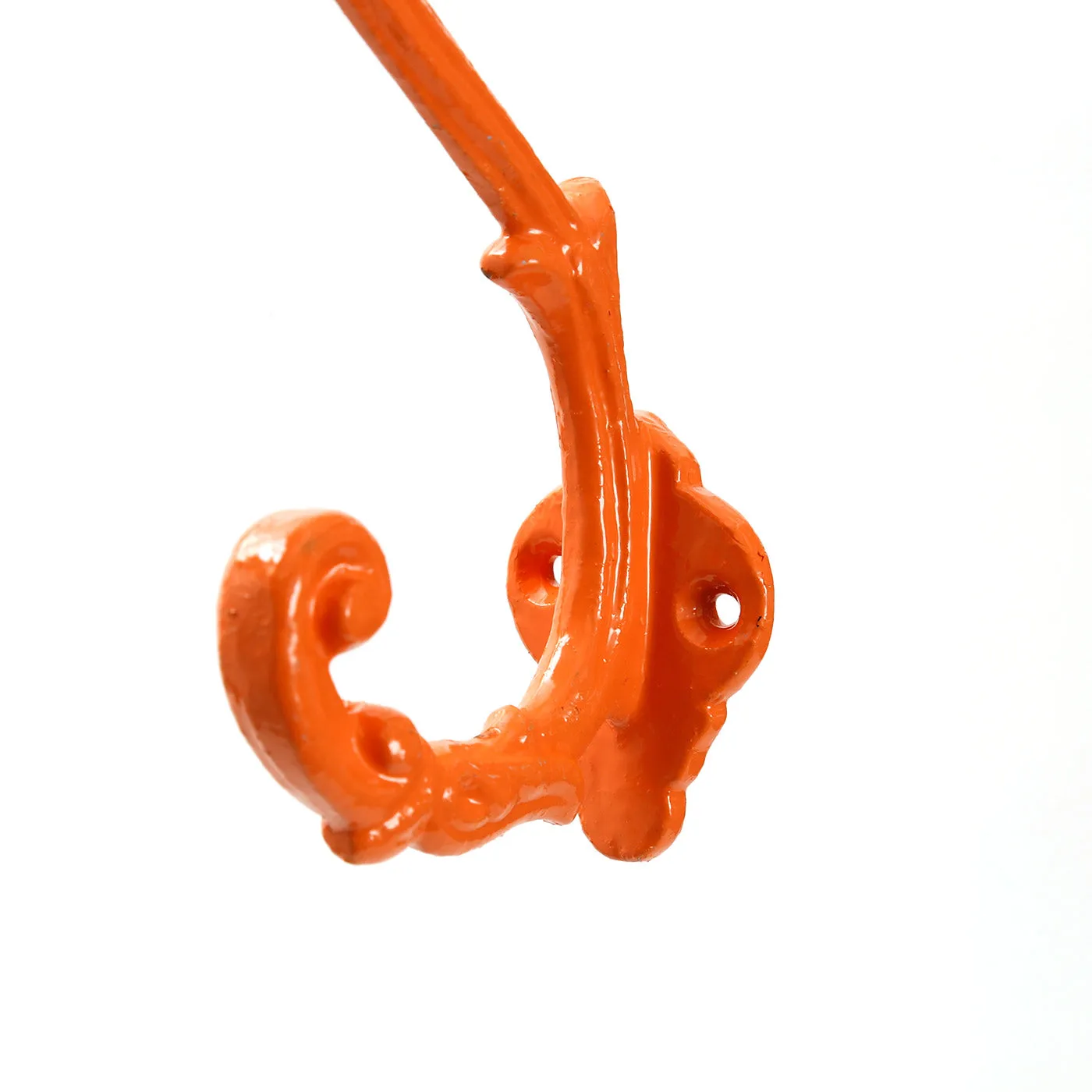 Painted Double Prong Coat Hook / Orange