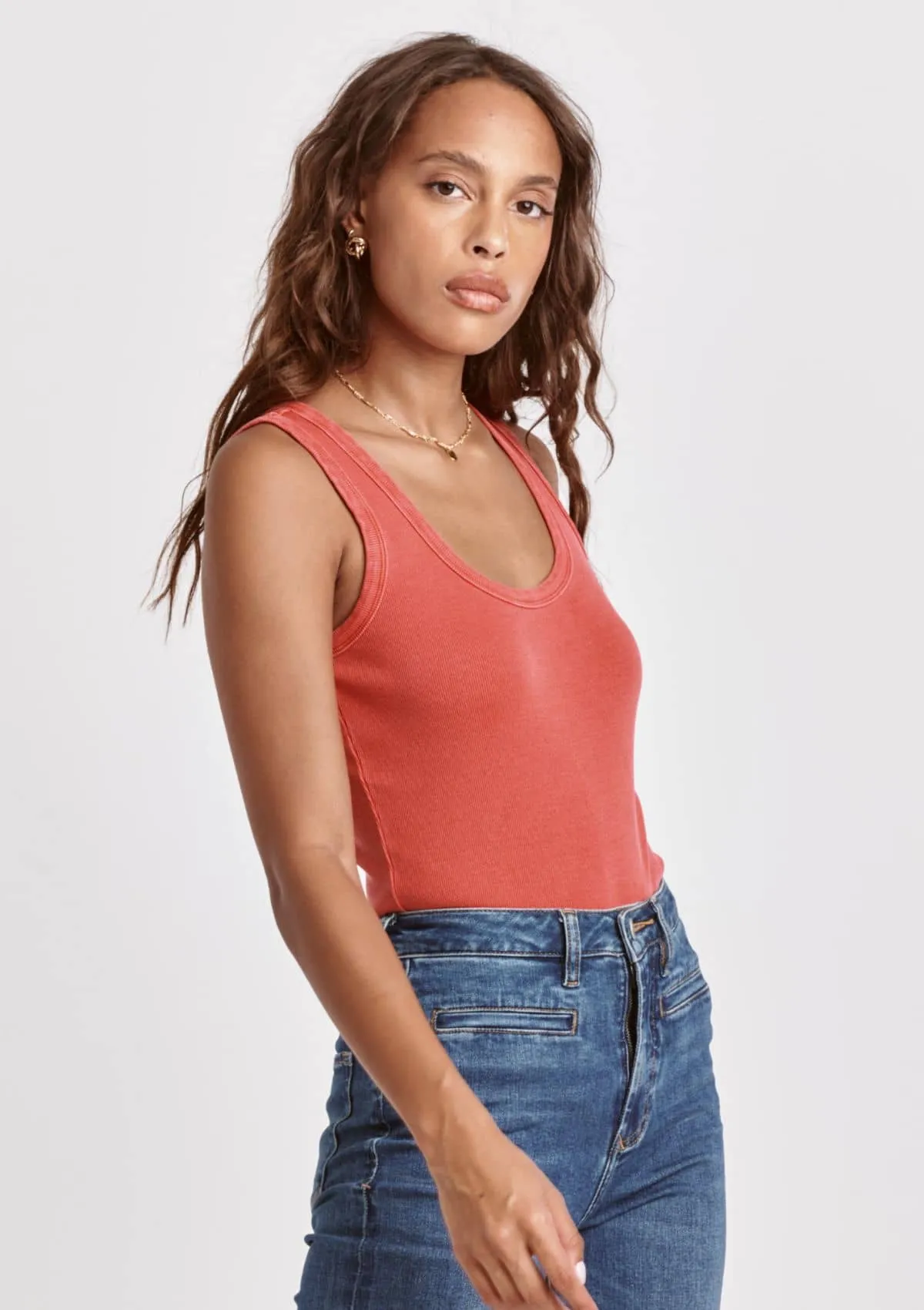 Paula Jewel Neck Tank Top - Radiant Red