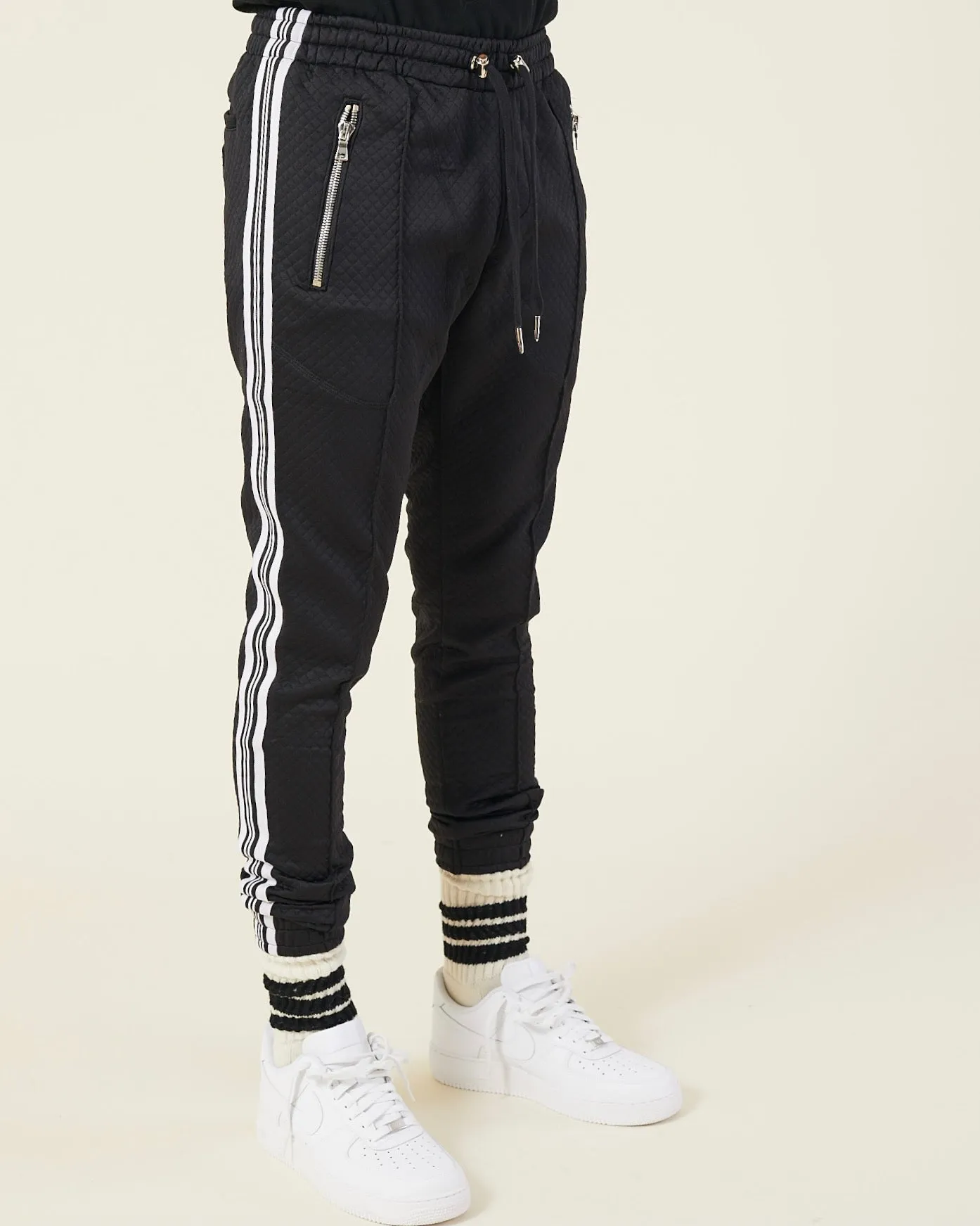 QUILTED TECH JERSEY SWEATPANTS