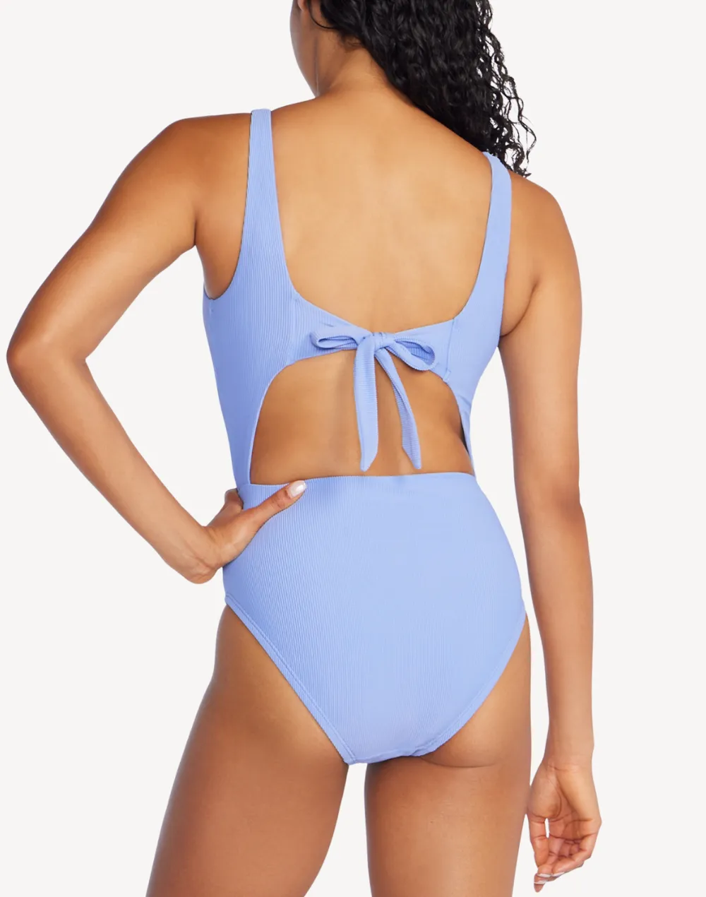 Ribbed Keyhole One Piece Swimsuit