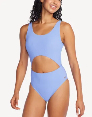 Ribbed Keyhole One Piece Swimsuit