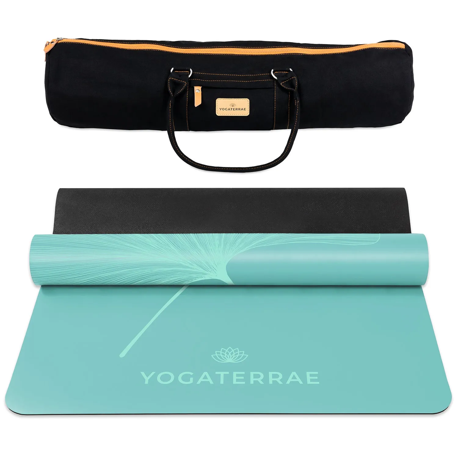 TAPIS DE YOGA GINKGOS LIGHT VERT MENTHE EN PU-CAOUTCHOUC NATUREL AVEC SAC