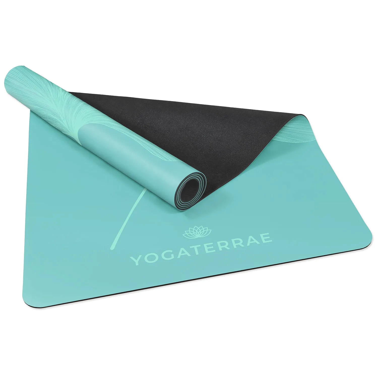 TAPIS DE YOGA GINKGOS LIGHT VERT MENTHE EN PU-CAOUTCHOUC NATUREL