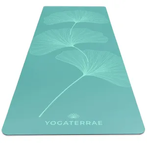 TAPIS DE YOGA GINKGOS LIGHT VERT MENTHE EN PU-CAOUTCHOUC NATUREL