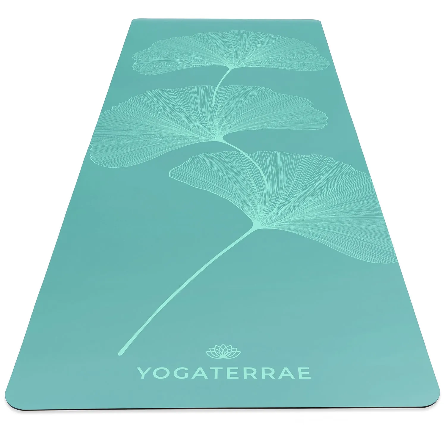 TAPIS DE YOGA GINKGOS LIGHT VERT MENTHE EN PU-CAOUTCHOUC NATUREL