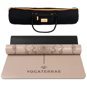TAPIS DE YOGA MANDALA BRONZE CLAIR EN PU-CAOUTCHOUC NATUREL AVEC SAC