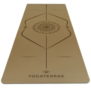 TAPIS DE YOGA MANDALA BRONZE OLIVE EN PU-CAOUTCHOUC NATUREL