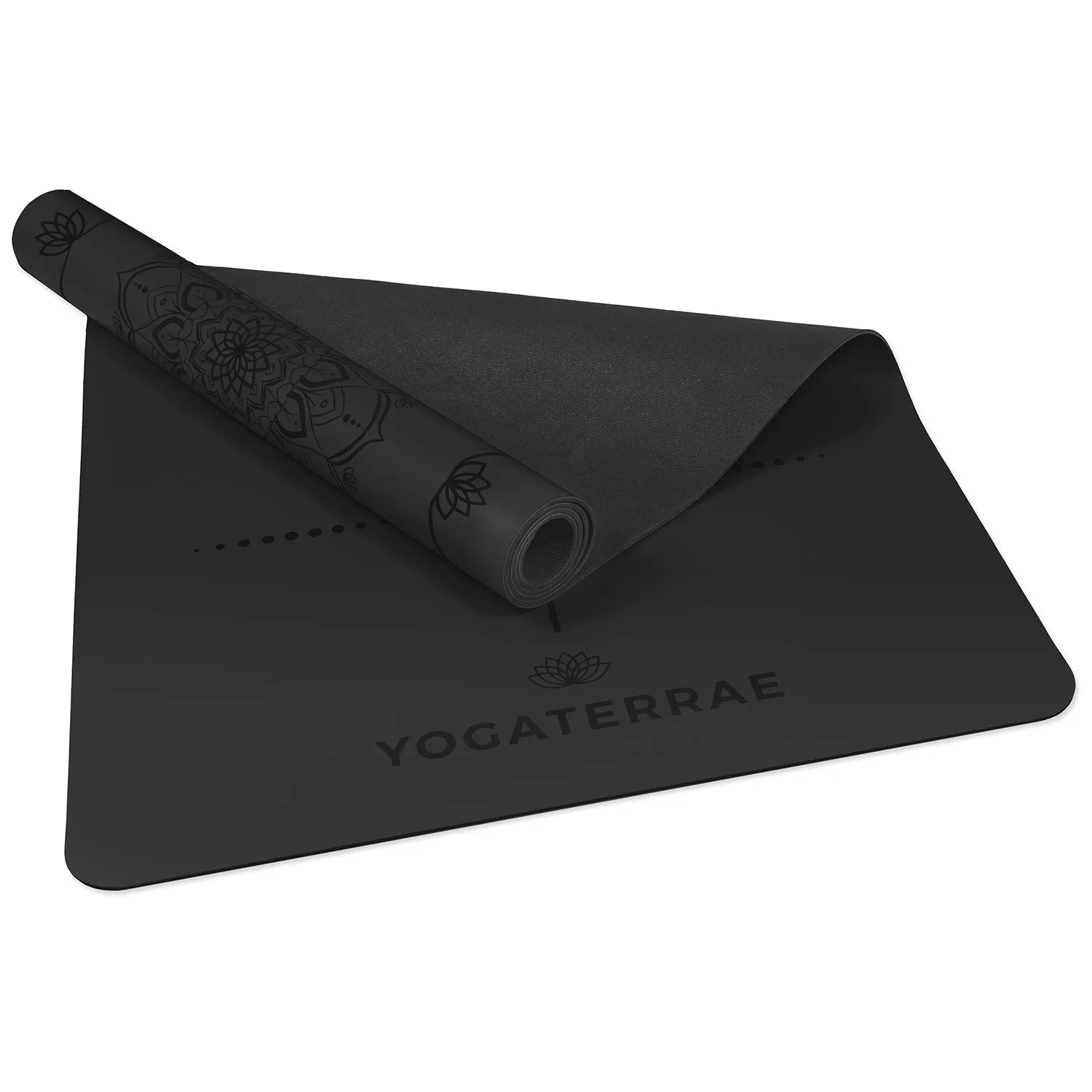 TAPIS DE YOGA MANDALA NOIR EN PU-CAOUTCHOUC NATUREL AVEC SAC