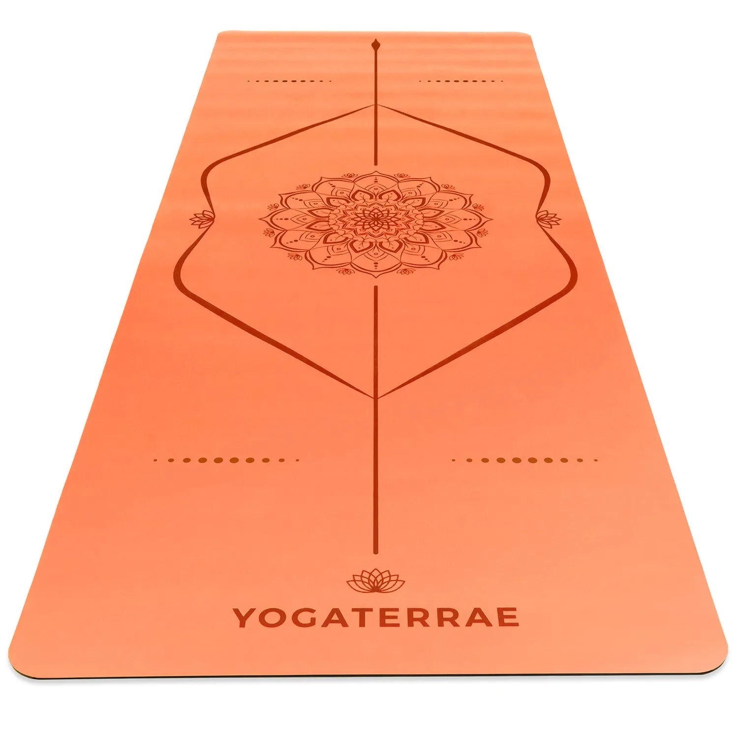 TAPIS DE YOGA MANDALA ORANGE-CORAIL EN PU-CAOUTCHOUC NATUREL AVEC SAC