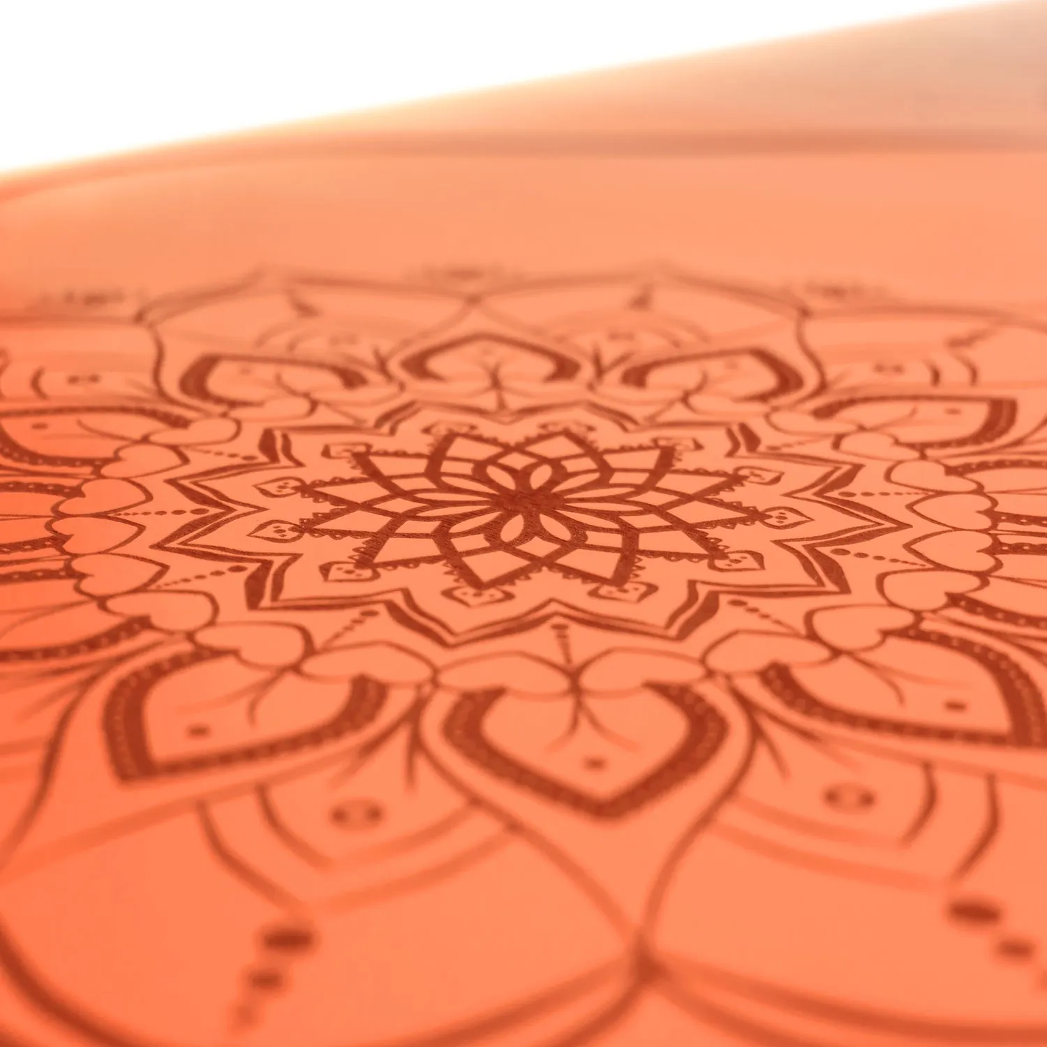 TAPIS DE YOGA MANDALA ORANGE-CORAIL EN PU-CAOUTCHOUC NATUREL