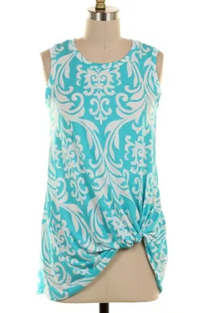 Turquoise Knotted Hem Tunic