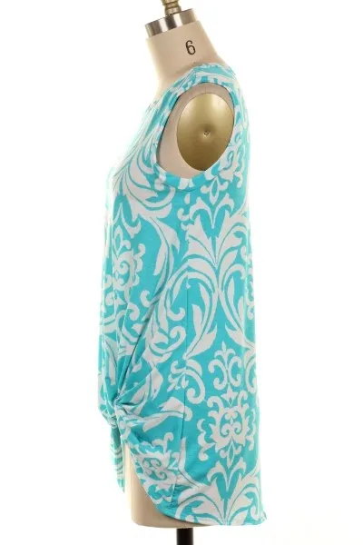 Turquoise Knotted Hem Tunic