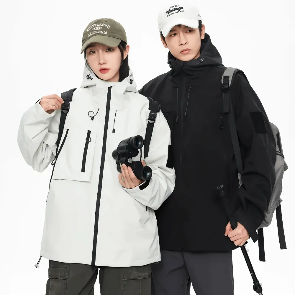 Waterproof Hiking Jacket with Hood and Pockets - SF2313